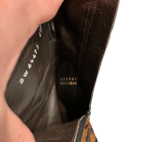 Stuart Weitzman Pony Hair Leopard Print Stiletto Booties 6.5M Style BW 64473 - Picture 8 of 11